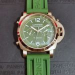 Replica Panerai Luminor Flyback Gold Case Green Face Watch